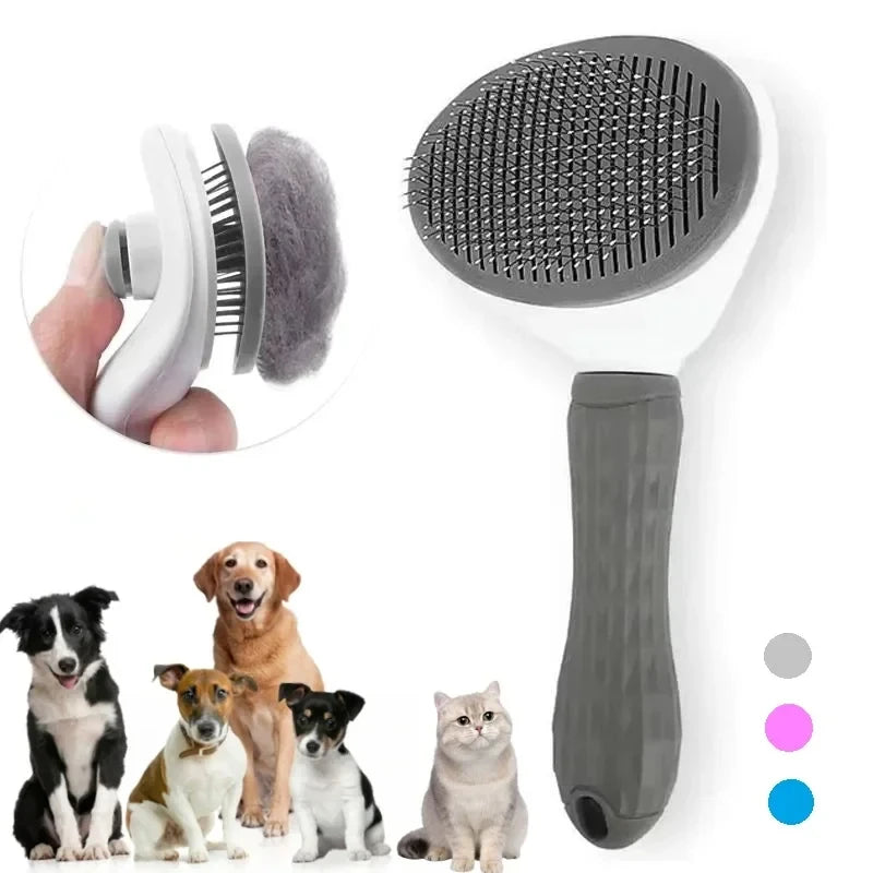 Self-cleaning slicker brush
